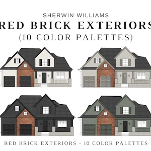 Sherwin Williams EXTERIOR Color Palette for RED BRICK, Red Brick Exterior Colors, Red Brick Color Scheme, Color Ideas for Red Brick Exterior