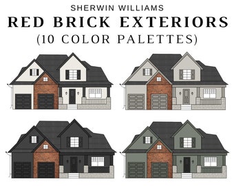 Sherwin Williams EXTERIOR Color Palette for RED BRICK, Red Brick Exterior Colors, Red Brick Color Scheme, Color Ideas for Red Brick Exterior