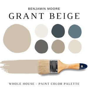 Benjamin Moore GRANT BEIGE Color Palette, Benjamin Moore BEIGE Paint Colors, Grant Beige Coordinating Colors for Whole House, Interior Paint