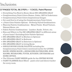 Sherwin Williams AMAZING GRAY Color Palette, Amazing Gray Whole House Paint, Modern Interior Home, Modern Farmhouse Palette, Greige Colors image 3