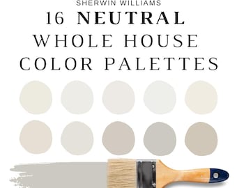 Sherwin Williams 16 NEUTRAL WHOLE HOUSE Color Palettes, Whole House Paint Colors, Whole Home Color Schemes, Neutral Paint Colors, Alabaster