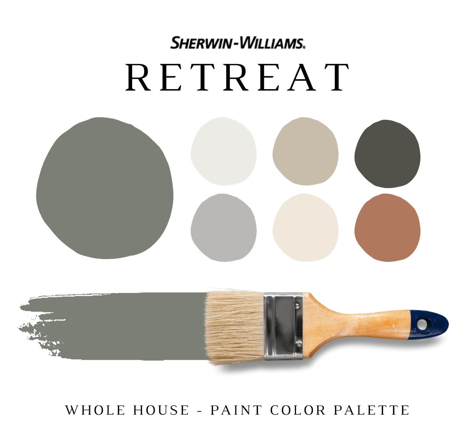 Sherwin Williams RETREAT Paint Color Palette RETREAT Etsy
