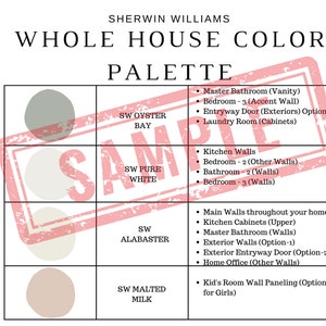 Sherwin Williams EIDER WHITE Paint Palette, Modern Neutrals, Eider White Paint Whole House Palette, SW Eider White Color Palette, Pure White image 6