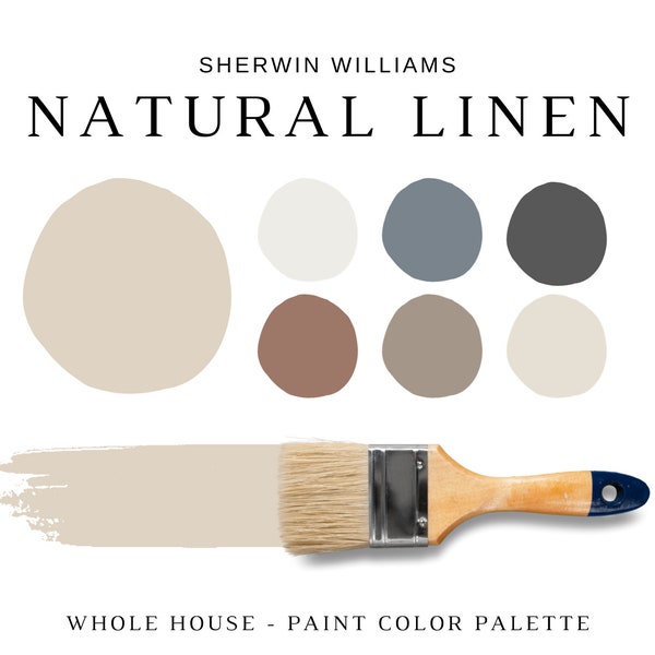 Sherwin Williams NATURAL LINEN Color Palette, Neutral Paint Color, GREIGE Farmhouse, Modern Neutral, Modern Color Scheme, Paint Consultation