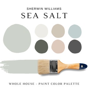 Sherwin Williams SEA SALT Coordinating Color, Coastal Beach House Color Palette, Bestselling Paint Color, Coastal Palette For Whole House