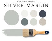Benjamin Moore SILVER MARLIN Color Palette, Coastal Colors, BM Silver Marlin Coordinating Colors for Whole House, Calm Neutrals, Beach House