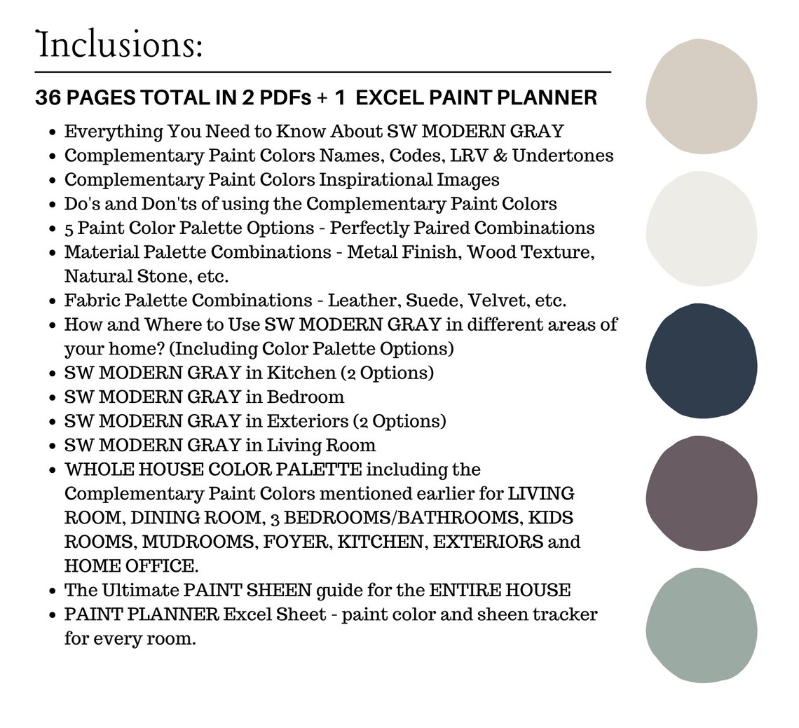 MODERN GRAY Sherwin Williams Color Palette, Neutral Colors for Home