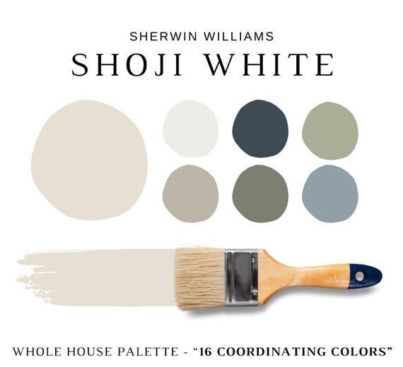 Sherwin Williams SHOJI WHITE Color Palette, Perfect Greige, SHOJI White Coordinating Colors, Sherwin Williams Whites, Best Selling Neutrals