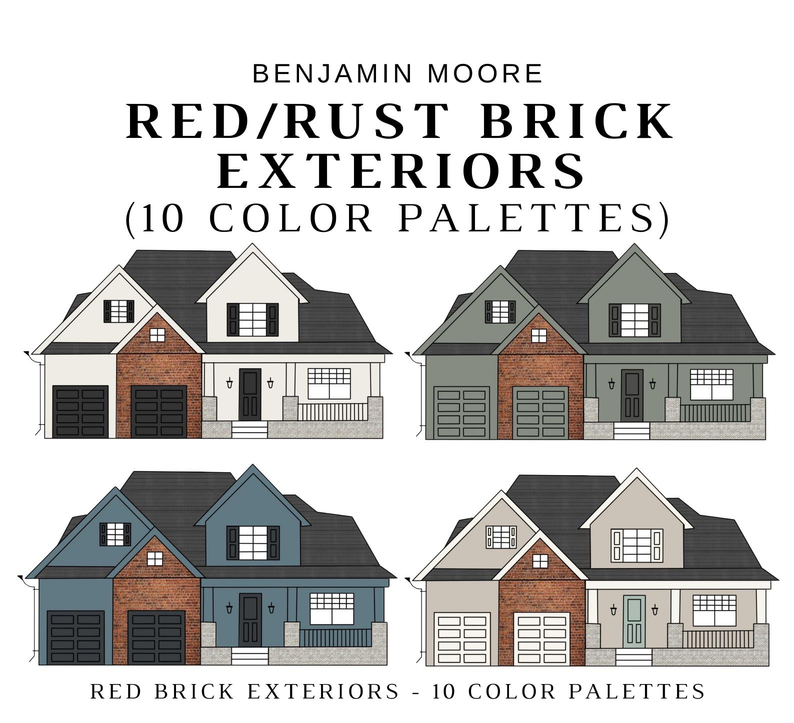 Benjamin Moore EXTERIOR Color Palette for RED BRICK, Red Brick Exterior ...