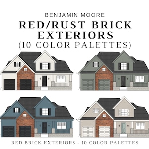 Benjamin Moore EXTERIOR Color Palette for RED BRICK, Red Brick Exterior Colors, Red Brick Color Scheme, Color Ideas for Red Brick Exterior