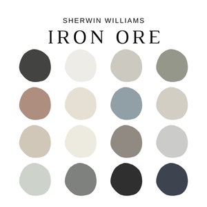 Iron Ore Color Palette, Sherwin Williams Iron Ore Coordinating Colors, Iron Ore Cabinets, Iron Ore Exteriors, Whole House Paint Colors, GRAY image 2