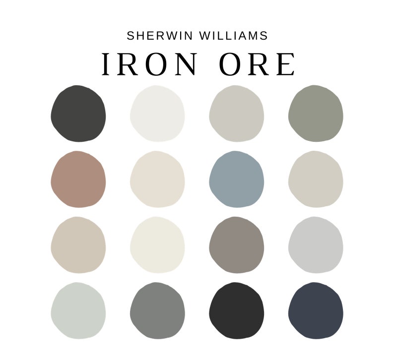 Iron Ore Color Palette, Sherwin Williams Iron Ore Coordinating Colors, Iron Ore Cabinets, Iron Ore Exteriors, Whole House Paint Colors, GRAY image 2