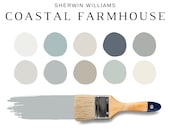 COASTAL FARMHOUSE Sherwin Williams Color Palettes, Beach House Colors, COASTAL Cottage Neutral Colors, Sherwin Williams Coastal Paint Colors