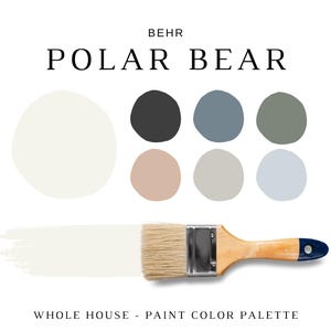 Behr POLAR BEAR Paint Color Palettes, Country Home, Coordinating Paint for Rooms & Whole House, Behr White Paint Colors, Home Paint Colors