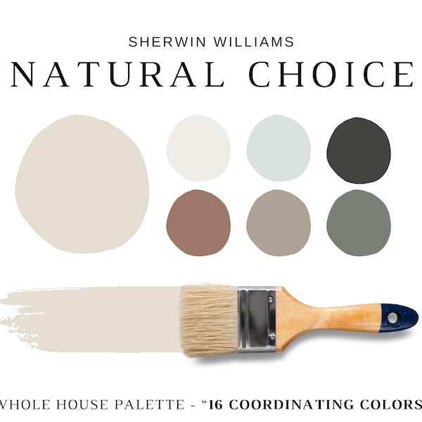 NATURAL CHOICE Tavolozza colori Sherwin Williams, Schema di colori per pittura bianco sporco, Colori coordinati SW Natural Choice per esterni di tutta la casa