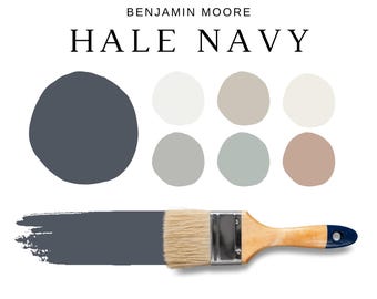 Benjamin Moore HALE NAVY Farbpaletten, Benjamin Moore Navy Lackfarbe, Hale Navy Koordinierende Farben Ganzes Haus, Chantilly Lace, HC-154