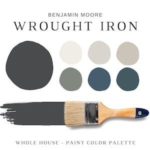 Benjamin Moore WROUGHT IRON Color Palettes, Wrought Iron Coordinating Paint Colors for Whole House, Modern Neutral Interior Paint, 2124-10