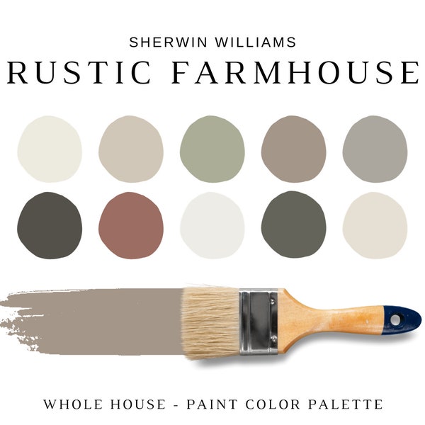 RUSTIC FARMHOUSE Color Palette, Sherwin Williams Rustic Paint Color, WHOLE House Modern Rustic Paint Color, Rustic Paint Palette, Clary Sage