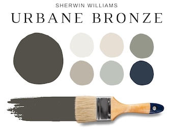 URBANE BRONZE – paleta kolorów uzupełniających dla Sherwin Williams, kolory farb do całego domu, szafki Urbane Bronze, elewacje Urbane Bronze
