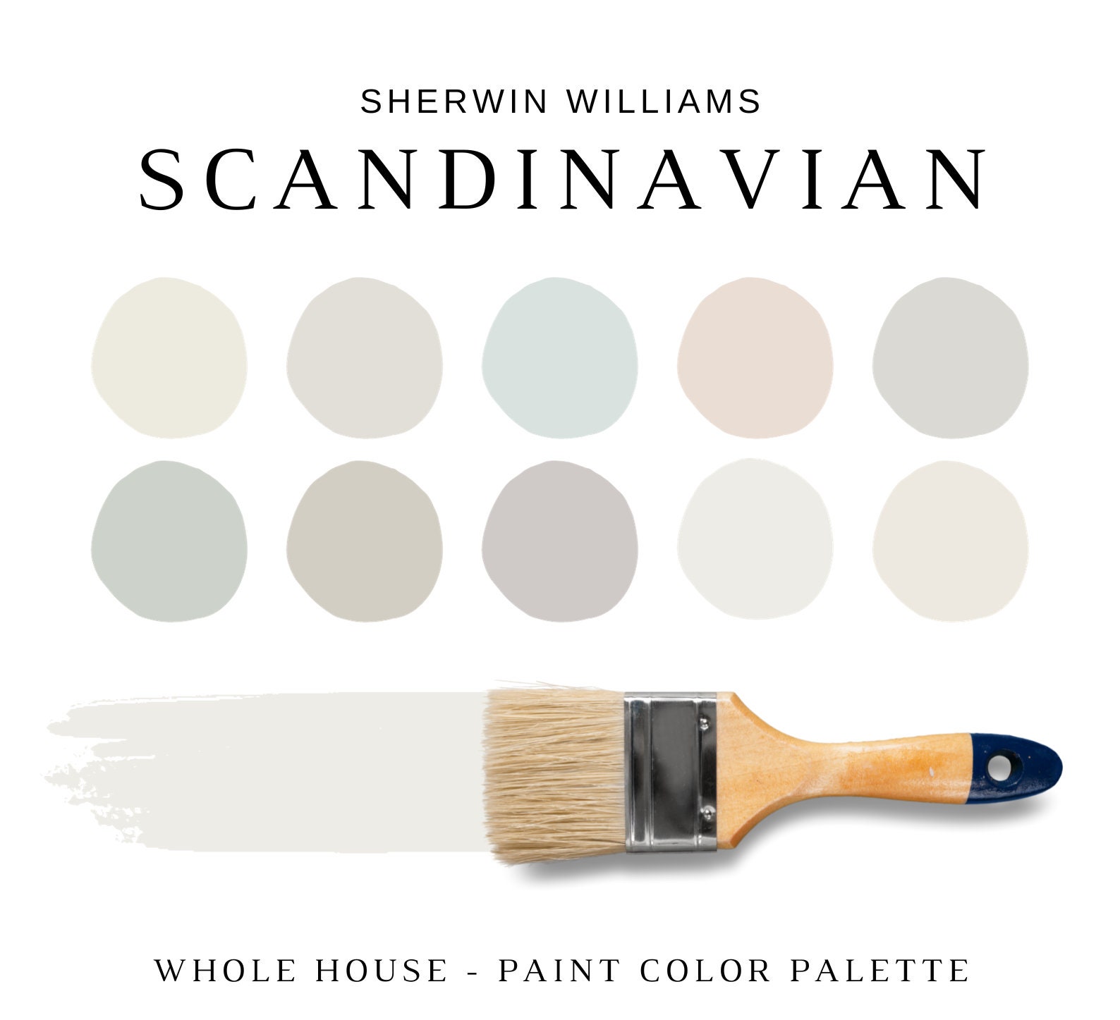 Sherwin Williams SKANDINAVISCHE Farbpalette, minimalistische Lackfarben für das ganze Haus, Wabi Sabi Wohnkultur, SKANDINAVISCHE Palette, NORDISCH