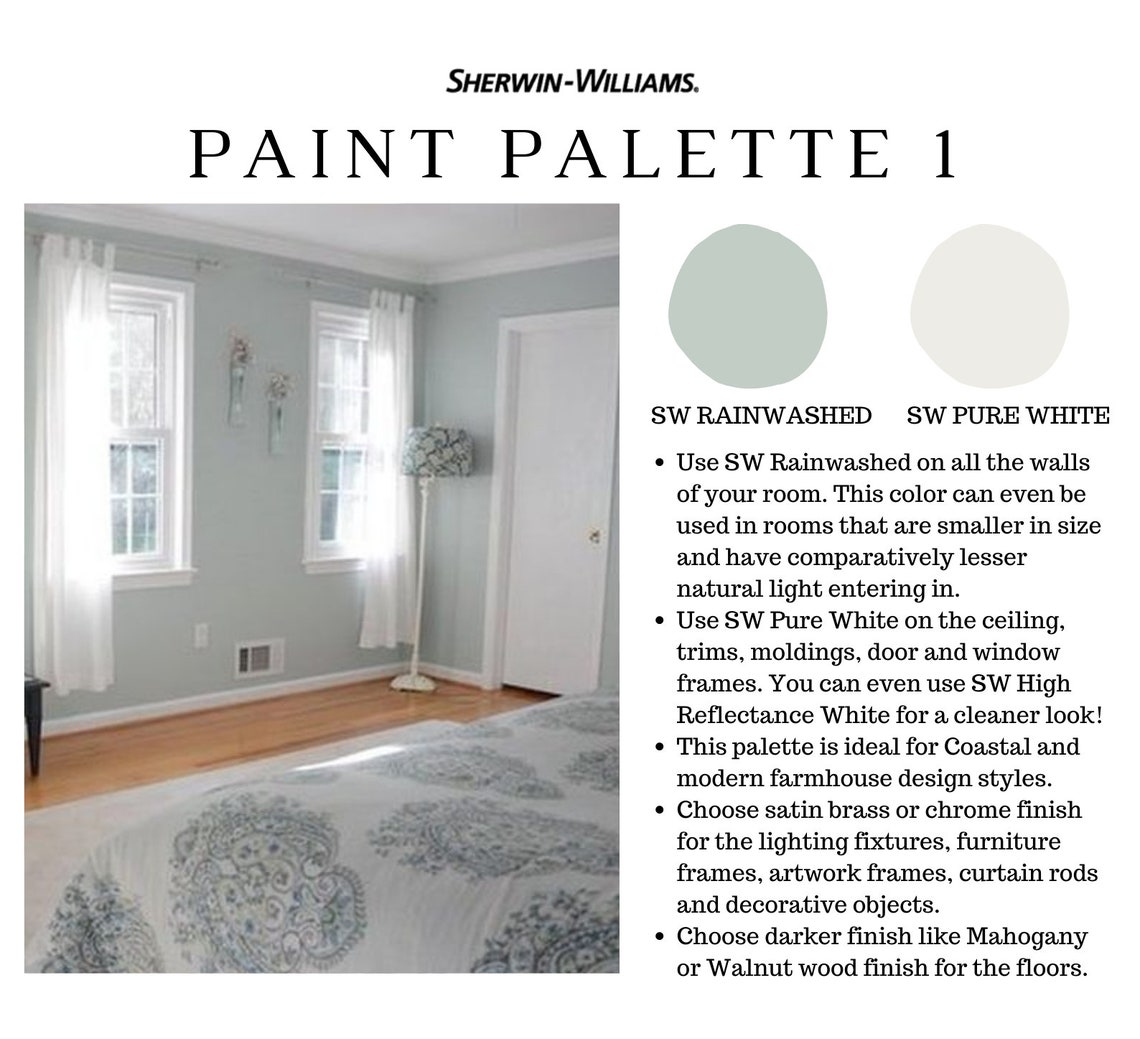 Sherwin Williams RAINWASHED Color Palette Beach House Colors Etsy