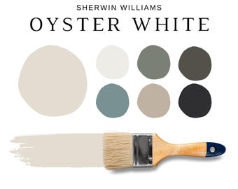 Sherwin Williams OYSTER WHITE Color Palette, SW Oyster White Coordinating Colors, Warm White Whole House Paint, Sherwin Williams Light Beige