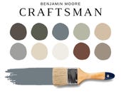 Benjamin Moore CRAFTSMAN Color Palette, CRAFTSMAN Home Paint Colors, Craftsman Exterior Paint Colors, CRAFTSMAN Style, Craftsman Bungalow