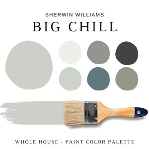 Palette de peinture Sherwin Williams BIG CHILL, couleur de peinture gris clair Sherwin Williams pour toute la maison, peinture pour meubles, palette de couleurs, littoral
