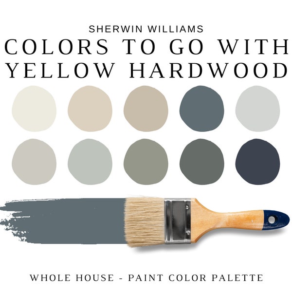 Sherwin Williams Best Neutrals For YELLOW Oak, PINE & HONEY Oak Hardwood, Yellow Oak Stain, Oak Wood Colors, Whole House Paint Color Palette