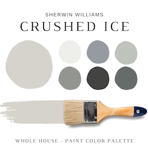 CRUSHED ICE Sherwin Williams Paint, 2022 Paint Colors, Crushed Ice Wall, Gray Cabinets, Neutral Palette, Paint Selection, Paint Consultation