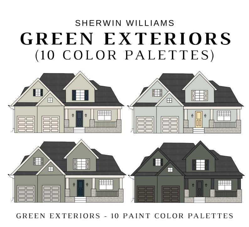 GREEN EXTERIOR Sherwin Williams Color Palette, Green-gray Exterior ...
