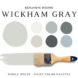 Benjamin Moore WICKHAM GRAY Color Palette, Coastal Color Scheme, BM Wickham Gray Coordinating Colors Whole House, Color Consult, Beach House