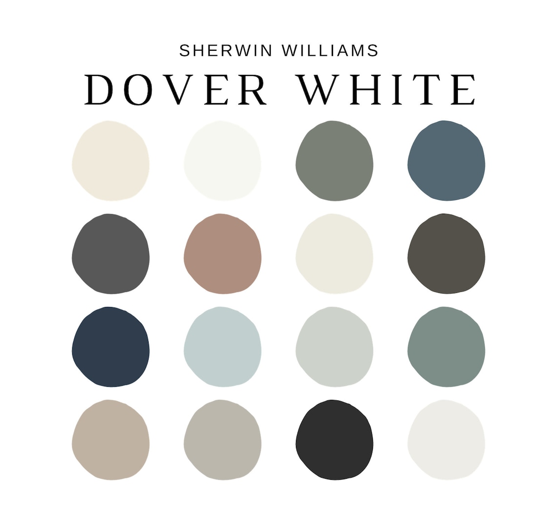 Sherwin Williams DOVER WHITE Color Palette, Warm Neutrals, Coordinating ...