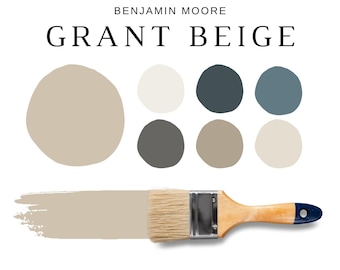 Paleta de colores GRANT BEIGE de Benjamin Moore, colores de pintura BEIGE de Benjamin Moore, colores coordinados Grant Beige para toda la casa, pintura de interiores