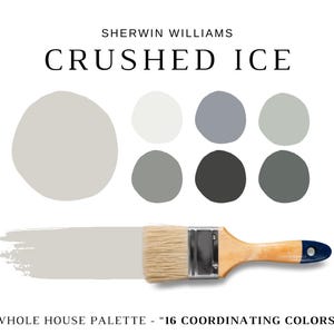 CRUSHED ICE Sherwin Williams Paint, 2022 Paint Colors, Crushed Ice Wall, Gray Cabinets, Neutral Palette, Paint Selection, Paint Consultation