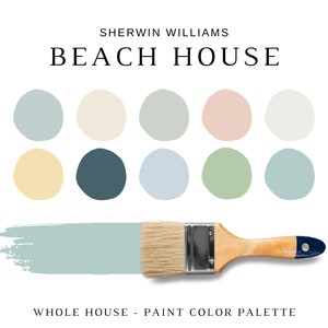 BEACH HOUSE Sherwin Williams Paint Color Palette, Calm Coastal Sherwin Williams BEACH Colors, Beach Neutrals, Sea Salt, Creamy, Krypton