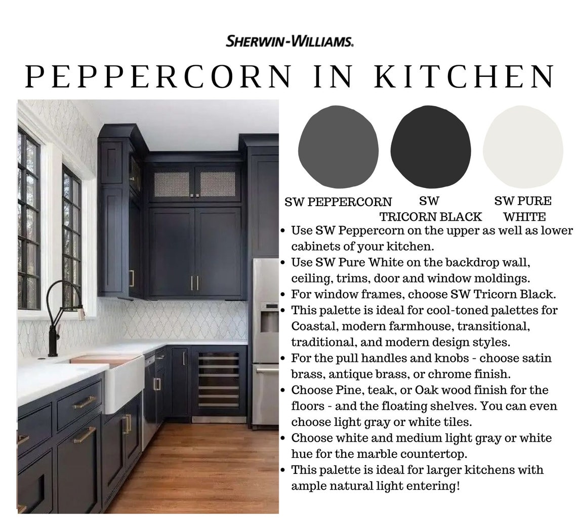 Sherwin Williams PEPPERCORN Color Palette Best Selling Gray Etsy