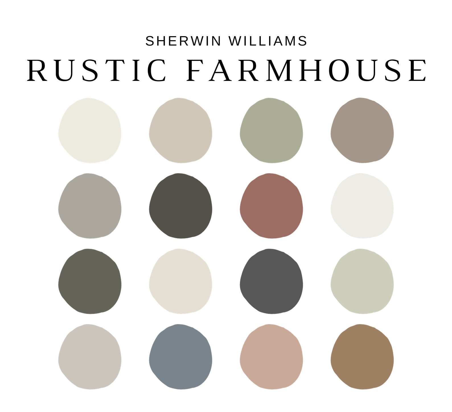 RUSTIC FARMHOUSE Color Palette Sherwin Williams Rustic Paint Etsy