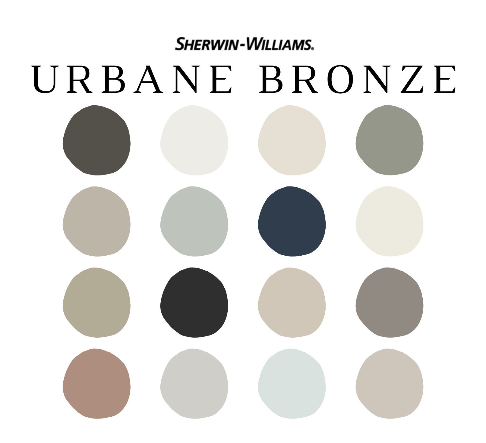 URBANE BRONZE Complementary Color Palette for Sherwin Williams - Etsy