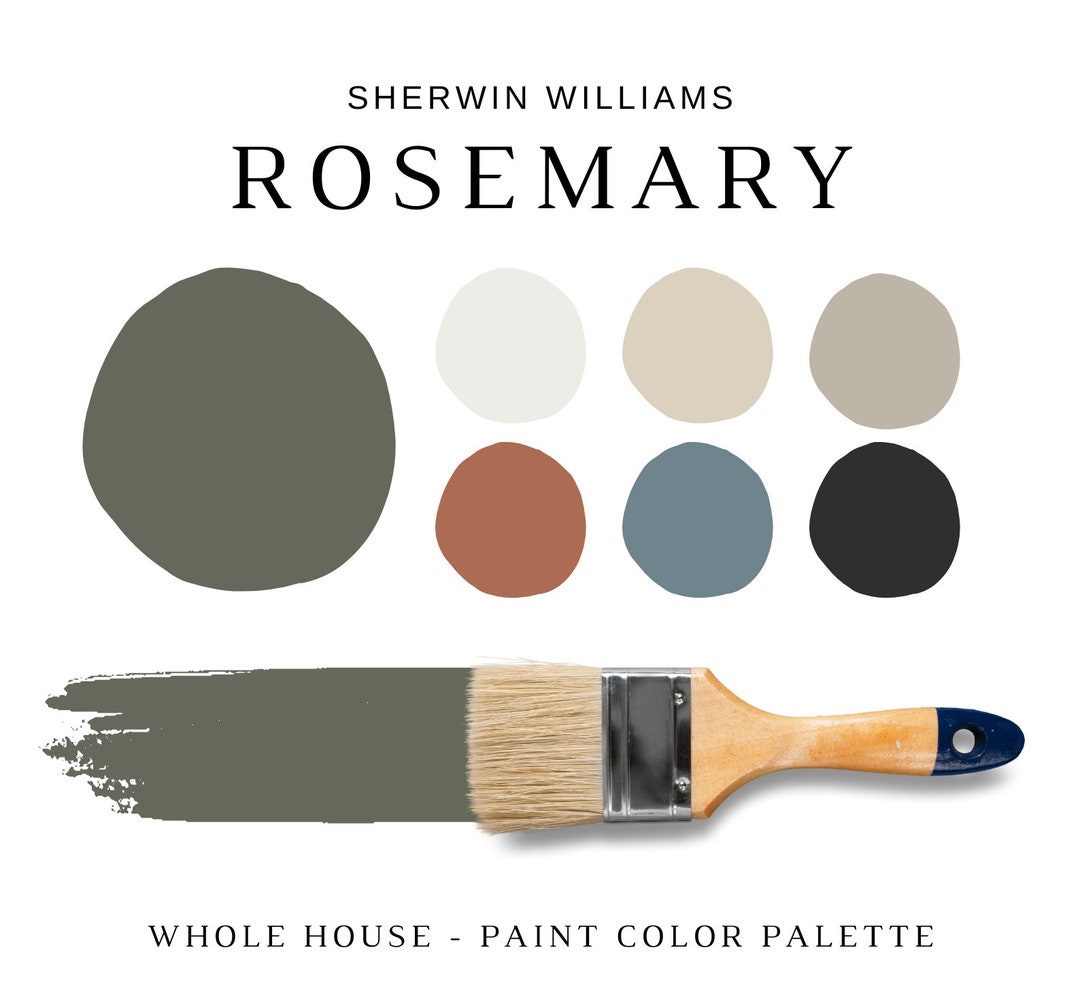 Sherwin Williams ROSEMARY Paint Palette, Green Color Scheme, Whole