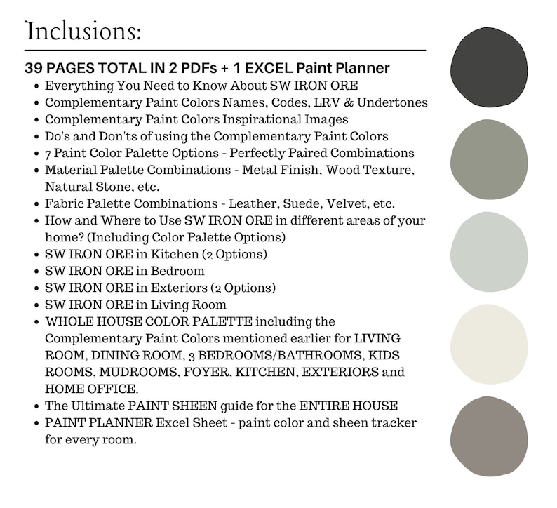 Iron Ore Color Palette, Sherwin Williams Iron Ore Coordinating Colors, Iron Ore Cabinets, Iron Ore Exteriors, Whole House Paint Colors, GRAY image 3