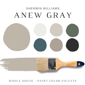 Sherwin Williams ANEW GRAY Color Palette, Neutral Colors For Home, GREIGE Farmhouse, Modern Neutrals, Modern Color Scheme, Agreeable Gray
