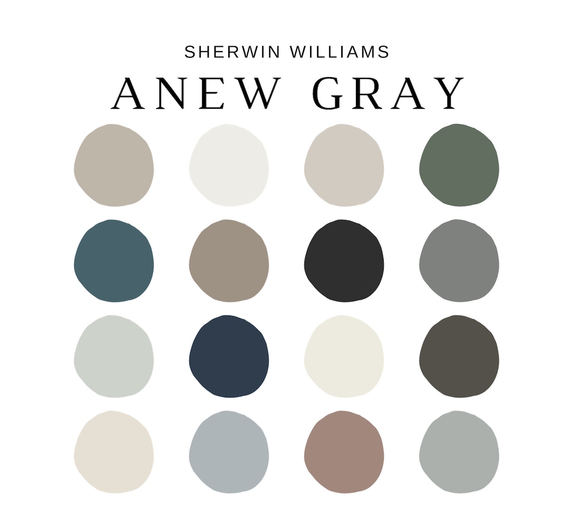 Sherwin Williams ANEW GRAY Color Palette, Neutral Colors for Home