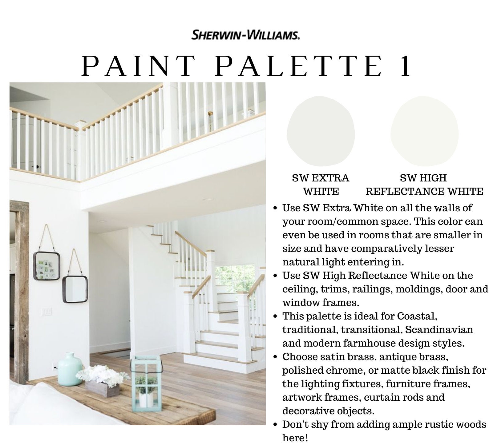 EXTRA WHITE Color Palette Sherwin Williams Best White Wall Etsy
