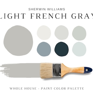 Palette de peinture GRIS FRANÇAIS CLAIR Sherwin Williams, meilleure couleur de peinture gris Sherwin Williams pour toute la maison, couleurs neutres, peintures d&#39;intérieur
