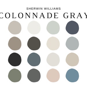 Sherwin Williams COLONNADE GRAY Color Palette, 2023 Top Color, Sherwin Williams GREIGE, Modern Home Color, Modern Farmhouse, Warm Gray Color image 2
