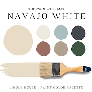 Sherwin Williams NAVAJO WHITE Paint Palette, Interior Colors, Light Beige Paint, Sherwin Williams White, Home Paint Colors, Warm White Paint