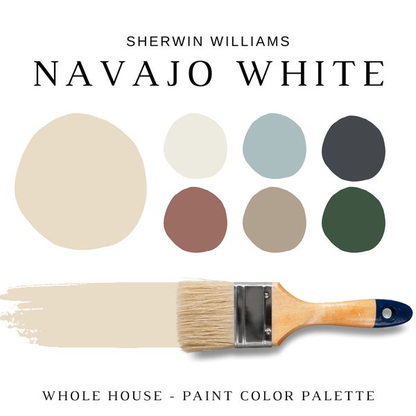 Sherwin Williams NAVAJO WHITE Paint Palette, Interior Colors, Light Beige Paint, Sherwin Williams White, Home Paint Colors, Warm White Paint