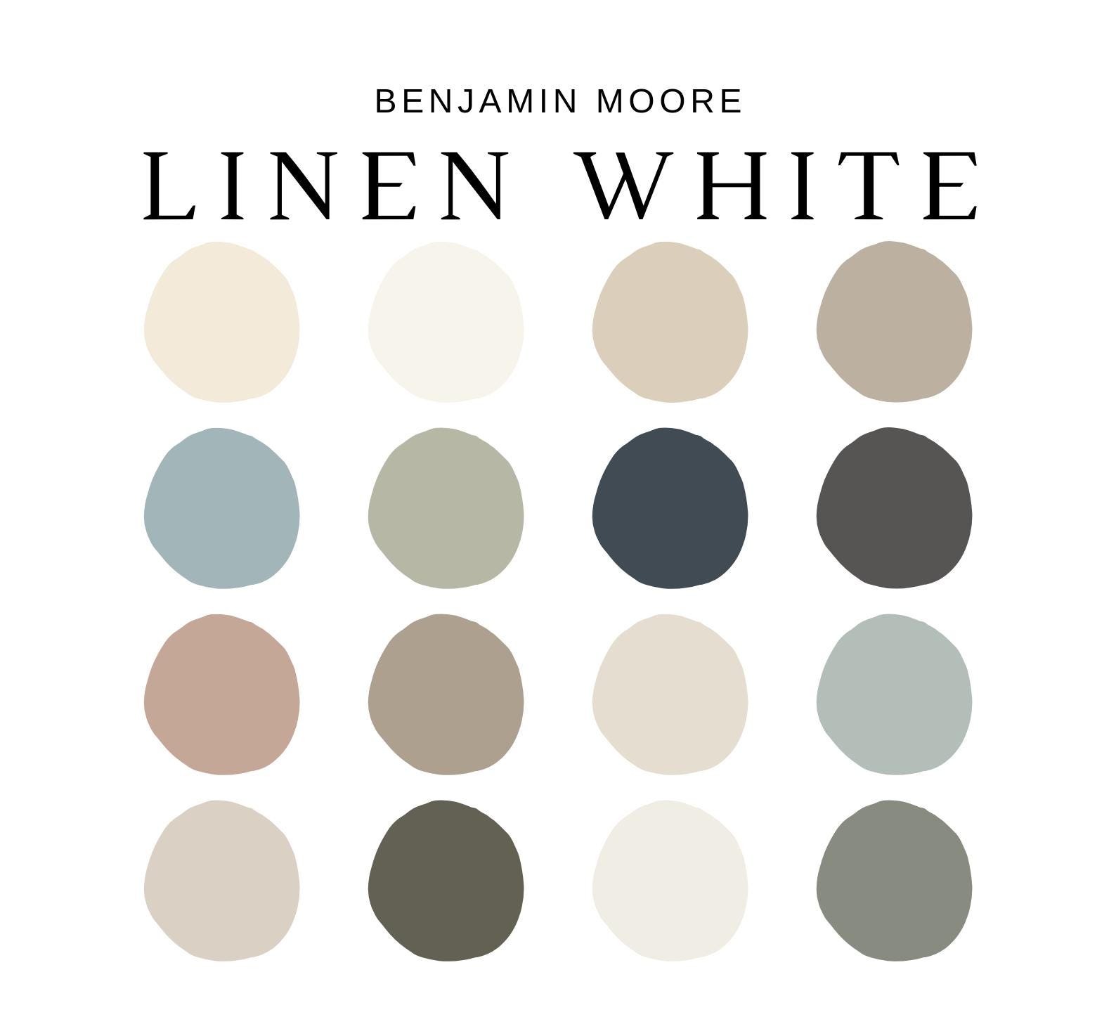 Benjamin Moore LINEN WHITE Color Palette, Warm White Paint, BM Linen ...