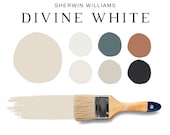 DIVINE WHITE Sherwin Williams Paint Palette, Off White Paint, Coordinating Paint for Cabinets, Rooms & Whole House, Living Room Paint Colors
